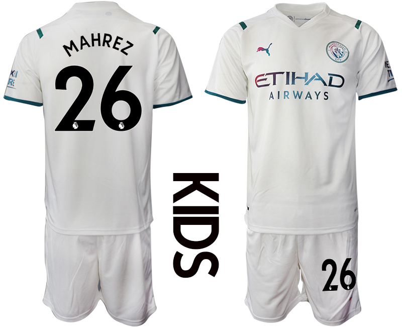 Youth 2021-2022 Club Manchester City away white #26 Soccer Jersey